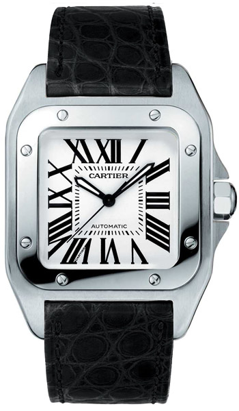 Cartier Santos 100 Stainless Steel Fashionable Mens Automatic Wristwatch-W20106X8