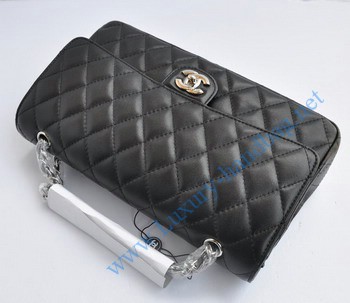 Chanel Marble 2.55 Double Flap Handbag 1113 Black with Silver Chain