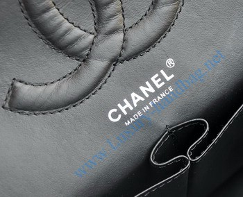 Chanel Marble 2.55 Double Flap Handbag 1113 Black with Silver Chain