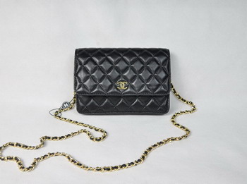 Chanel Lambskin Bag 33814 Black with Golden Chain