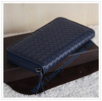 Bottega Venetal Lambskin Leather wallet dark blue