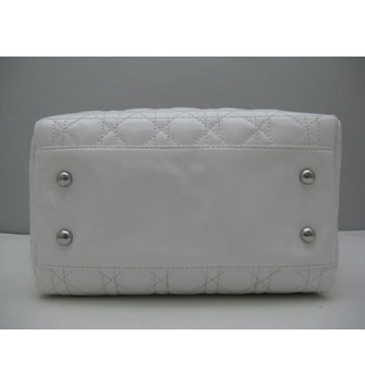 Dior Lady Medium Patent Top Handle Bag White