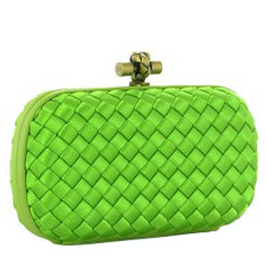 Bottega Veneta Impero Satin Clutch 113085 Green