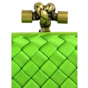 Bottega Veneta Impero Satin Clutch 113085 Green