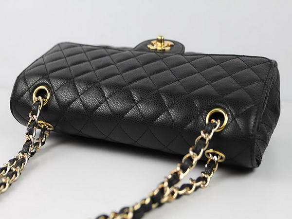 Chanel 2.55 Series Caviar Leather Flap Bag A01112 Black Golden