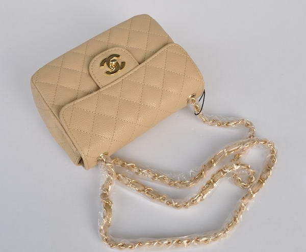 Chanel 2.55 mini Flap Bag 1115 Beige Sheepskin Golden Hardware