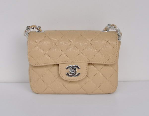 Chanel 2.55 mini Flap Bag 1115 Beige Sheepskin Silver Hardware