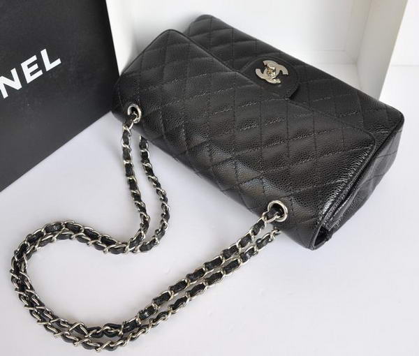 Chanel A1112 2.55 Series Flap Bag Original Caviar Leather Black