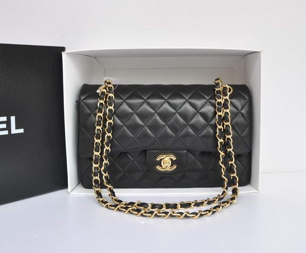 Chanel A1112 2.55 Series Flap Bag Original Leather Black Gold