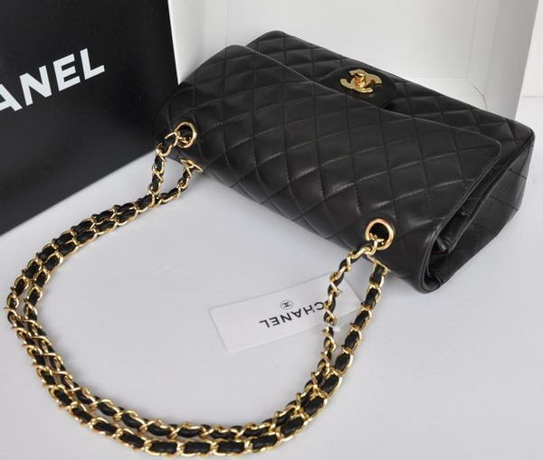 Chanel A1112 2.55 Series Flap Bag Original Leather Black Gold