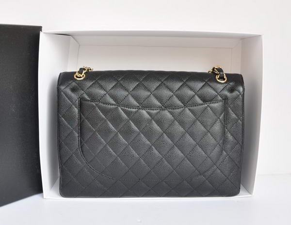 Chanel A47600 Black Original Caviar Leather Jumbo Flap Bag Gold