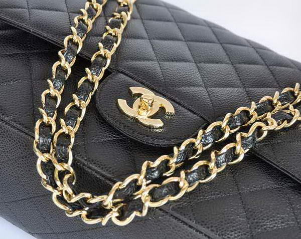 Chanel A47600 Black Original Caviar Leather Jumbo Flap Bag Gold