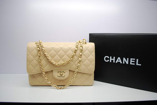 Chanel Jumbo Double Flaps Bag Apricot Original Caviar Leather A36097 Gold