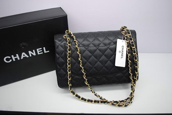 Chanel Jumbo Double Flaps Bag Black Original Caviar Leather A36097 Gold