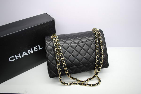 Chanel Jumbo Double Flaps Bag Black Original Lambskin Leather A36097 Gold