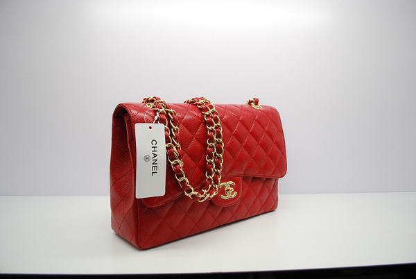 Chanel Jumbo Double Flaps Bag Red Original Caviar Leather A36097 Gold