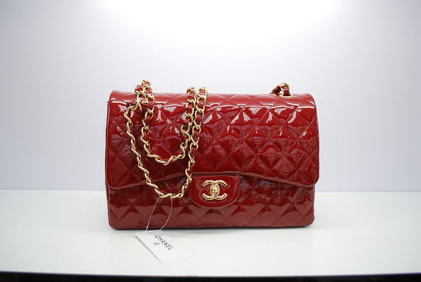 Hot Style Chanel Jumbo Double Flaps Bag Red Original Patent Leather A36097 gold