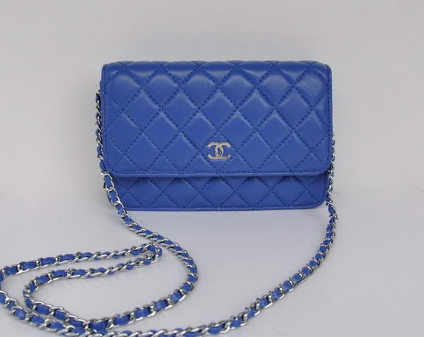 Chanel Lambskin Flap Bag A33814 Blue With Silver Hardware