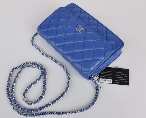 Chanel Lambskin Flap Bag A33814 Blue With Silver Hardware