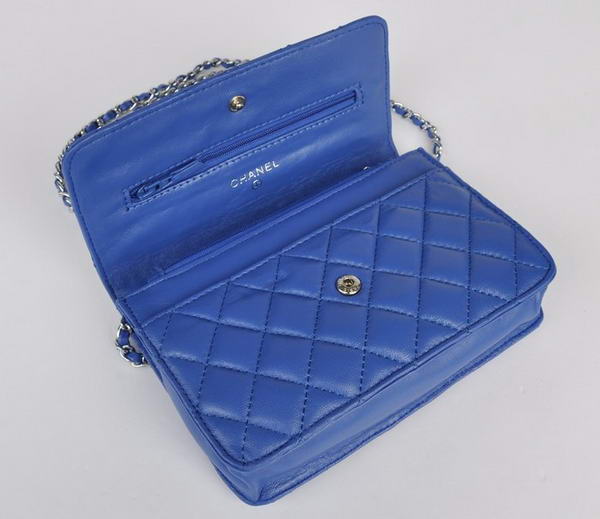 Chanel Lambskin Flap Bag A33814 Blue With Silver Hardware