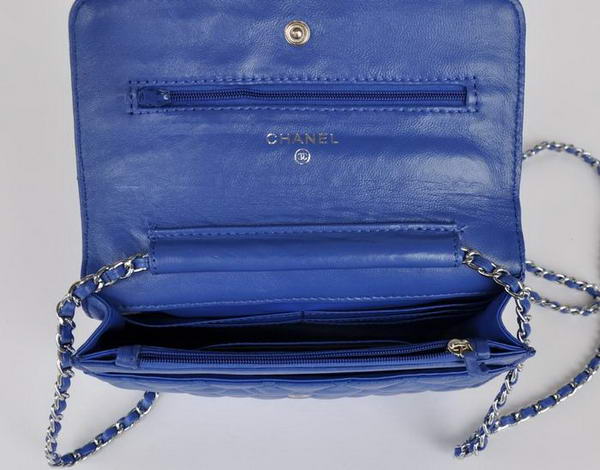 Chanel Lambskin Flap Bag A33814 Blue With Silver Hardware