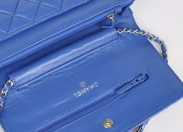 Chanel Lambskin Flap Bag A33814 Blue With Silver Hardware