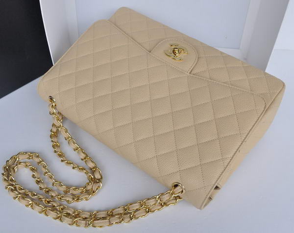 Hot Style Chanel Original Apricot Caviar Leather Jumbo Flap Bag A47600 Gold