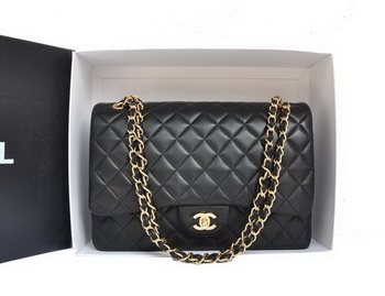 Chanel Original Leather Jumbo Flap Bag A47600 Black Gold