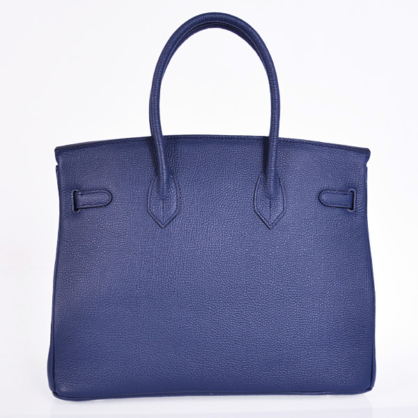 Hermes Birkin 35CM Smooth Leather Handbag 6089 Dark Blue Silver