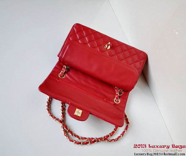 Chanel A01112 Classic Flap Bag Red Sheepskin Gold