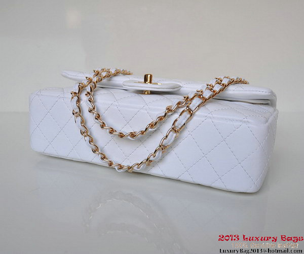 Chanel A01112 Classic Flap Bag White Sheepskin Gold