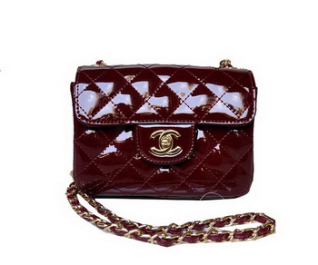 Chanel A01115 mini Flap Bag Bordeaux Patent Leather Gold