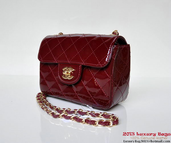 Chanel A01115 mini Flap Bag Bordeaux Patent Leather Gold