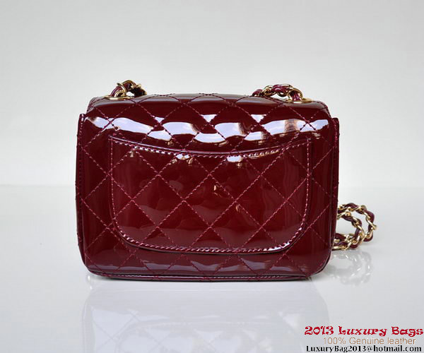 Chanel A01115 mini Flap Bag Bordeaux Patent Leather Gold