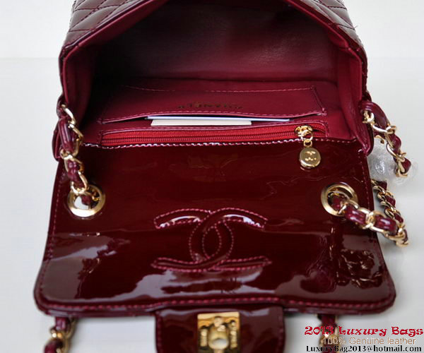 Chanel A01115 mini Flap Bag Bordeaux Patent Leather Gold