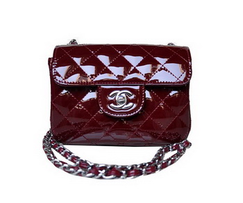 Chanel A01115 mini Flap Bag Bordeaux Patent Leather Silver