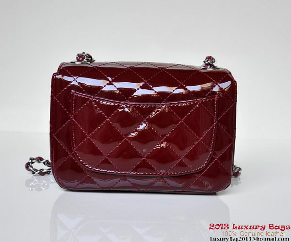 Chanel A01115 mini Flap Bag Bordeaux Patent Leather Silver