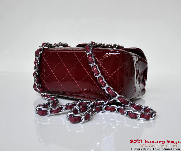 Chanel A01115 mini Flap Bag Bordeaux Patent Leather Silver