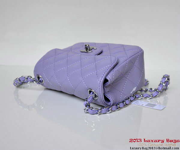 Chanel A01115 mini Flap Bag Violet Sheepskin Leather Silver