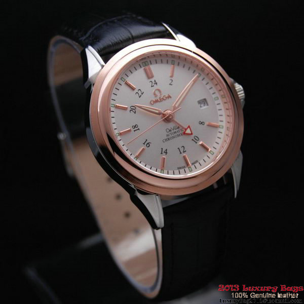 OMEGA DE VILLE Automatic Chronometer Red Gold on Black Leather Strap OM77211