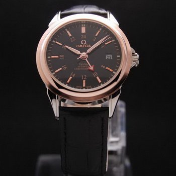 OMEGA DE VILLE Automatic Chronometer Red Gold on Black Leather Strap OM77213