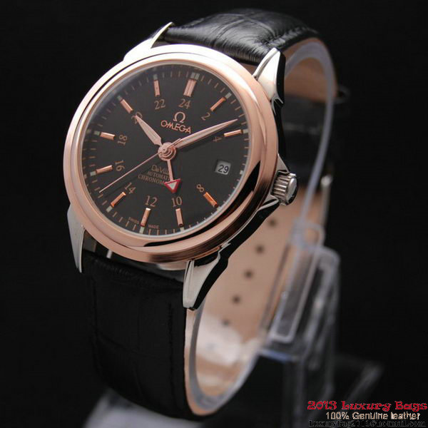 OMEGA DE VILLE Automatic Chronometer Red Gold on Black Leather Strap OM77213