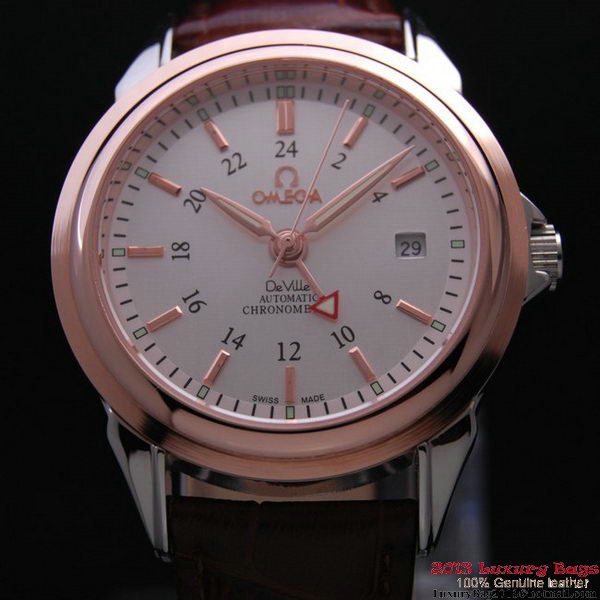 OMEGA DE VILLE Automatic Chronometer Red Gold on Brown Leather Strap OM77210