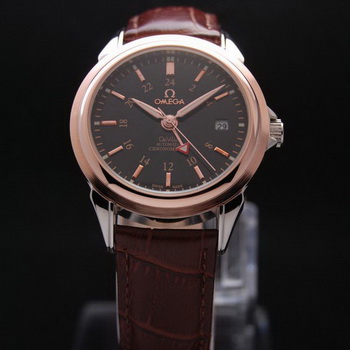 OMEGA DE VILLE Automatic Chronometer Red Gold on Brown Leather Strap OM77212