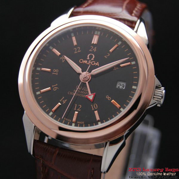 OMEGA DE VILLE Automatic Chronometer Red Gold on Brown Leather Strap OM77212