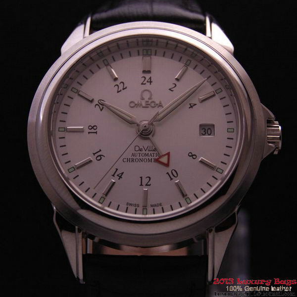 OMEGA DE VILLE Automatic Chronometer Steel on Black Leather Strap OM77202