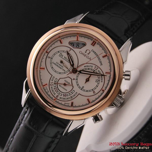 OMEGA DE VILLE CO-AXIAL CHRONOSCOPE Red Gold on Black Leather Strap OM77419