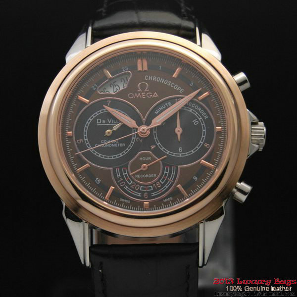 OMEGA DE VILLE CO-AXIAL CHRONOSCOPE Red Gold on Black Leather Strap OM77421