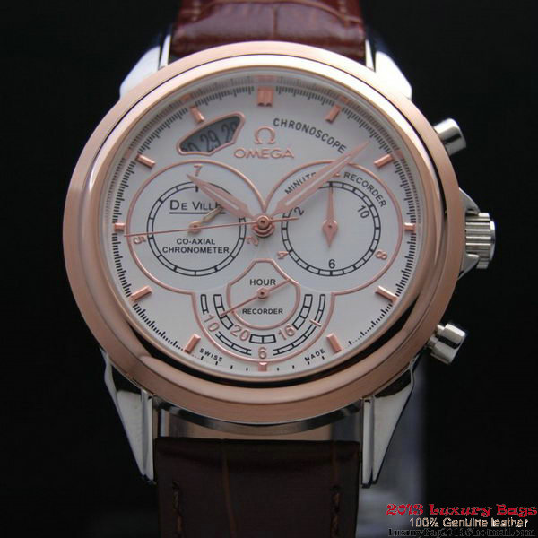 OMEGA DE VILLE CO-AXIAL CHRONOSCOPE Red Gold on Brown Leather Strap OM77418