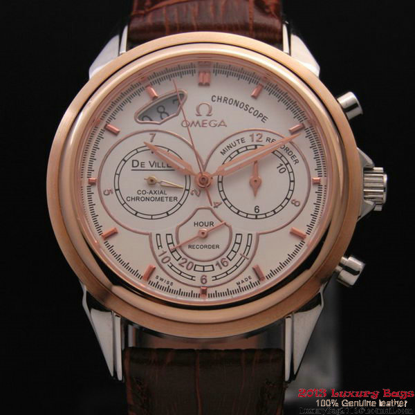 OMEGA DE VILLE CO-AXIAL CHRONOSCOPE Red Gold on Brown Leather Strap OM77418